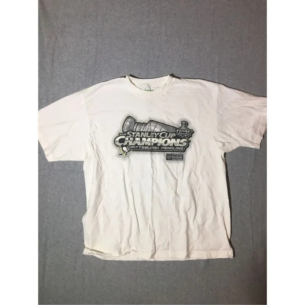 Mens Reebok Shirt Size XL Stanley Cup 2009 Sports Pittsburgh Penguins Champions